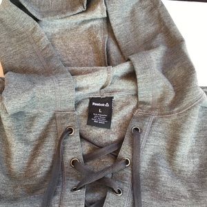 reebok women's fleece popover lace up hoodie